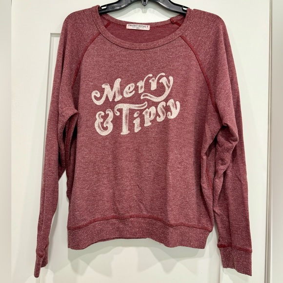 Project Social T Tops - Merry & Tipsy Long Sleeve Light Sweatshirt